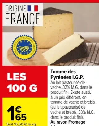 Tomme des Pyrénées I.G.P.