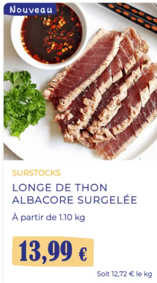 LONGE DE THON ALBACORE SURGELÉE