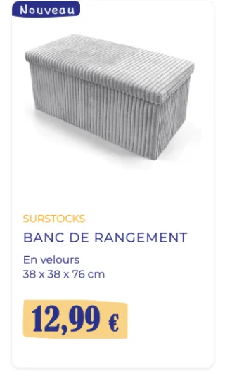 BANC DE RANGEMENT en velours 38x38x76