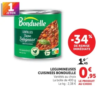 LEGUMINEUSES CUISINEES BONDUELLE Lentilles Façon Bolognaise