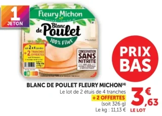 Blanc de Poulet Fleury Michon 100% Filet Conservation Sans Nitrite