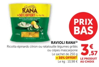Ravioli Giovanni Rana Ricotta épinards citron