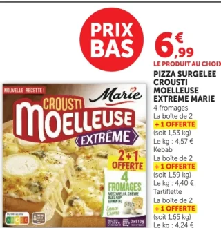 Marie Crousti Moelleuse Extrême Pizza surgelée 4 Fromages