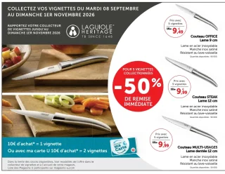 Gamme de couteaux Laguiole Heritage (Couteau d'office, couteau à steak, couteau multi-usages)