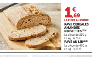PAVE CEREALES AMANDES NOISETTES ou PAVE AU LIN