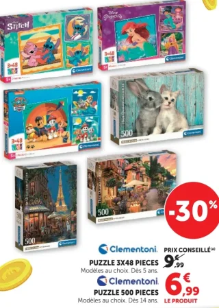 Puzzle Clementoni 3x48 pièces ou 500 pièces