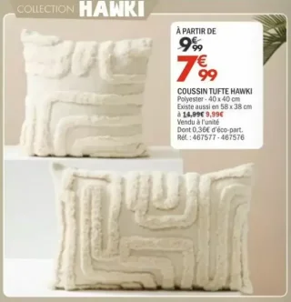 Coussin tufte Hawki