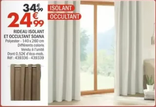 Rideau isolant et occultant Soana