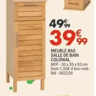 Meuble bas salle de bain Colonial