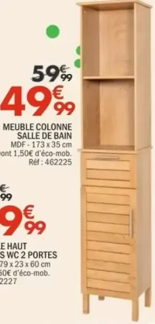 Meuble colonne salle de bain Colonial