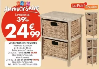 Meuble naturel 2 paniers