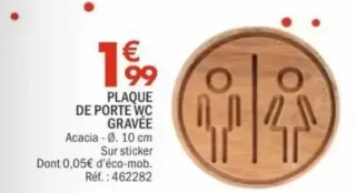 Plaque de porte WC gravée