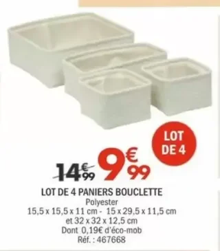 Lot de 4 paniers bouclette
