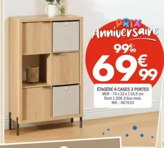 Étagère 6 cases 3 portes Collection Alvo