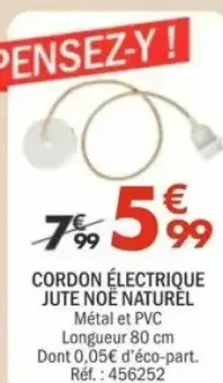 Cordon Électrique Jute Noé Naturel