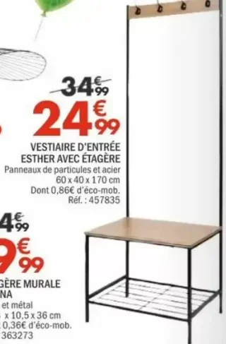 Vestiaire d'entrée Esther avec étagère