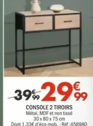 Console 2 tiroirs Collection Lena