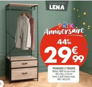 Penderie 2 tiroirs Collection Lena
