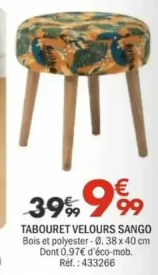 TABOURET VELOURS SANGO