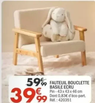 FAUTEUIL BOUCLETTE BASILE ECRU