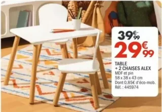 TABLE + 2 CHAISES ALEX