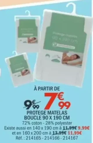PROTEGE MATELAS BOUCLE 90 X 190 CM