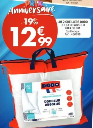LOT 2 OREILLERS DODO DOUCEUR ABSOLU