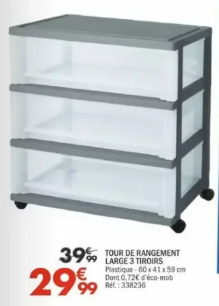 Tour de rangement large 3 tiroirs