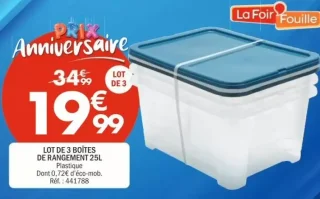 Lot de 3 boîtes de rangement 25L