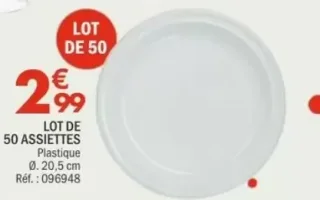 Lot de 50 assiettes plastique