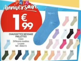 Chaussettes message paillettes