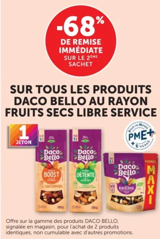 Gamme des produits Daco Bello au rayon fruits secs libre service