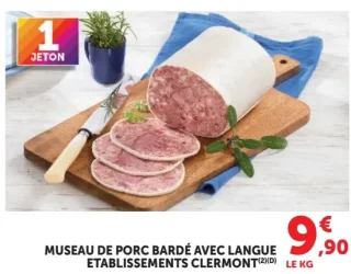 Museau de porc bardé avec langue Établissements Clermont