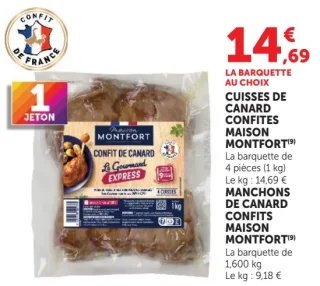 Cuisses de canard confites ou manchons de canard confits Maison Montfort