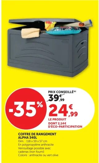 COFFRE DE RANGEMENT ALPHA 340L