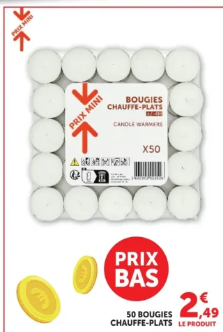 50 Bougies chauffe-plats