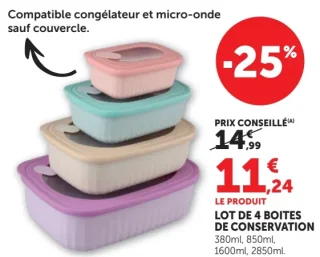 Lot de 4 boites de conservation