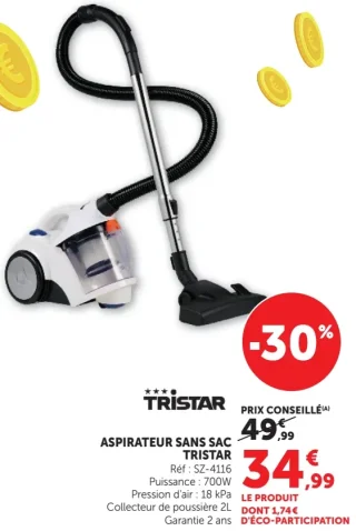 ASPIRATEUR SANS SAC TRISTAR