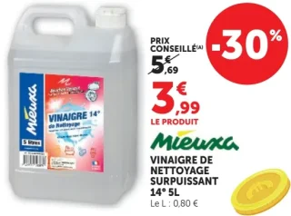 Vinaigre de nettoyage surpuissant Mieuxa 14° 5L
