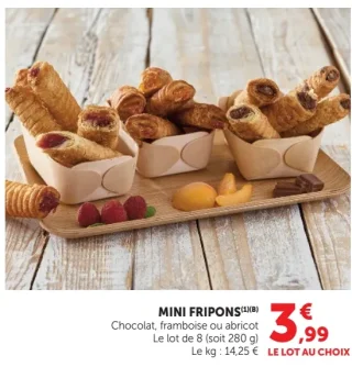 Mini Fripons Chocolat, Framboise ou Abricot