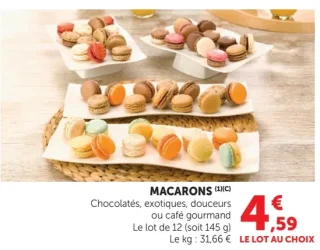 Macarons (Chocolatés, exotiques, douceurs ou café gourmand)
