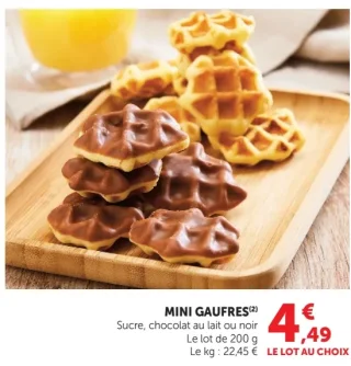 Mini Gaufres Sucre, chocolat au lait ou noir