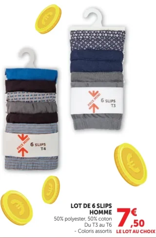 Lot de 6 slips homme