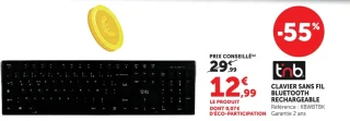 CLAVIER SANS FIL BLUETOOTH RECHARGEABLE T'NB