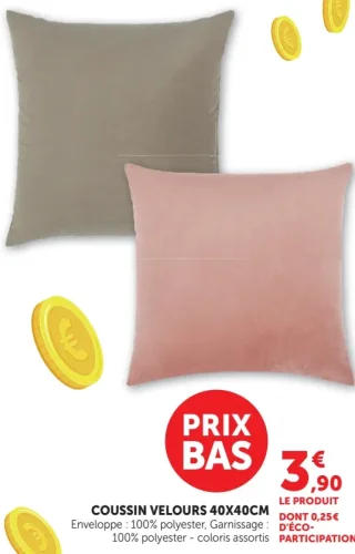Coussin velours 40x40cm