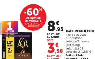 Café Moulu L'Or Intense, doux ou décaféiné