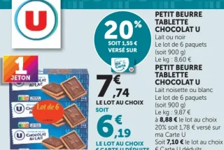 PETIT BEURRE TABLETTE CHOCOLAT U