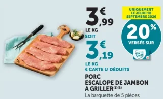PORC ESCALOPE DE JAMBON A GRILLER
