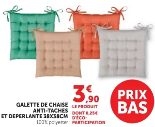 Galette de chaise anti-taches et deperlanter 38x38cm
