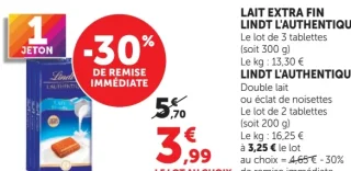Lait Extra Fin Lindt L'Authentique